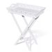 Table d'appoint rectangulaire plastique et pieds pin massif blanc Manu - Photo n°1