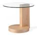 Table d'appoint ronde bois plaqué chêne et plateau verre trempé Zooka - Photo n°1