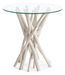 Table d'appoint ronde SAHEL – bois massif de teck blanchi & verre trempé – Ø40 cm - Photo n°1