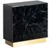Table d'appoint verre cristal teinté noir marbré et acier doré Kola 60 cm - Photo n°1