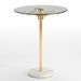 Table d'appoint verre pied métal doré et marbre blanc Siru - Photo n°1