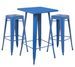 Table de bar carrée bleu brillant et 2 tabourets industriel Pinka - Photo n°1