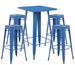 Table de bar carrée bleu brillant et 4 tabourets industriel Pinka - Photo n°1