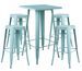 Table de bar carrée bleu pastel brillant et 4 tabourets industriel Pinka - Photo n°1
