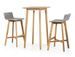 Table de bar carrée et 2 chaises de jardin acacia massif clair et résine tressée gris Vidot - Photo n°1