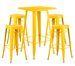 Table de bar carrée jaune brillant et 4 tabourets industriel Pinka - Photo n°1