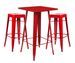 Table de bar carrée rouge brillant et 2 tabourets industriel Pinka - Photo n°1