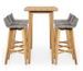 Table de bar et 6 chaises de jardin acacia massif clair et résine tressée gris Vidot 150 - Photo n°3