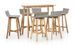 Table de bar et 6 chaises de jardin acacia massif clair et résine tressée gris Vidot - Photo n°1