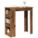 Table de bar et étagère de rangement vieux bois 102x50x103,5 cm - Photo n°1