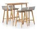 Table de bar rectangulaire et 4 chaises de jardin acacia massif clair et résine tressée gris Vidot - Photo n°1