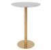 Table de bar ronde PIZA Ø70 cm – Effet marbre blanc et pied laiton doré - Photo n°1
