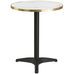 Table de bistrot ronde KUSTA Ø60 cm – Plateau blanc aspect marbre, bord doré & pied métal noir - Photo n°1