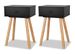 Table de chevet 1 tiroir bois noir et pieds pin massif clair Tonay - Lot de 2 - Photo n°1