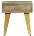 Table de chevet 1 tiroir manguier massif gris et pieds métal doré Heintz - Photo n°2