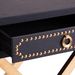 Table de chevet 1 tiroir simili cuir noir et métal doré Lazur - Photo n°3