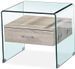 Table de chevet 1 tiroir verre et bois clair Sella - Photo n°1