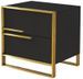 Table de chevet 2 tiroirs bois massif noir et pieds métal doré Beneto - Photo n°1