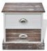 Table de chevet 2 tiroirs bois paulownia foncé et blanc Poupa - Lot de 2 - Photo n°1