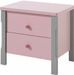 Table de chevet 2 tiroirs gris et rose Girly - Photo n°1