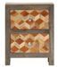 Table de chevet 2 tiroirs manguier massif gris et clair Misty - Photo n°6
