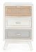 Table de chevet 3 tiroirs bois de sapin blanc et rotin naturel Tika 40 cm - Lot de 2 - Photo n°1