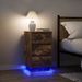 Table de chevet avec lumières LED chêne fumé 38x34x65 cm - Photo n°1