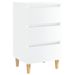 Table de chevet avec pieds en bois Blanc brillant 40x35x69 cm - Photo n°1