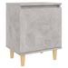 Table de chevet avec pieds en bois Gris béton 40x30x50 cm - Photo n°1