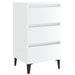 Table de chevet avec pieds en métal Blanc brillant 40x35x69 cm - Photo n°1