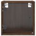 Table de chevet avec porte en verre chêne marron 35x37x35 cm - Photo n°7