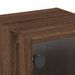 Table de chevet avec porte en verre chêne marron 35x37x35 cm - Photo n°10