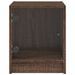 Table de chevet avec porte en verre chêne marron 35x37x42 cm - Photo n°6