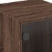 Table de chevet avec porte en verre chêne marron 35x37x42 cm - Photo n°10
