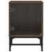 Table de chevet avec porte en verre chêne marron 35x37x50 cm - Photo n°6