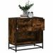 Table de chevet chêne fumé 60x31x60 cm bois ingénierie et métal - Photo n°1