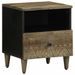 Table de chevet gris clair 40x33x46 cm bois de manguier solide - Photo n°1