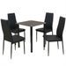 Table de cuisine carré noir verre trempé et 4 chaises simili noir Mulko - Photo n°1