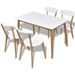 Table de cuisine scandinave rectangulaire et 4 chaises naturel et blanc Domu - Photo n°1