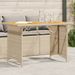 Table de jardin avec dessus en bois beige 110x68x70 cm rotin - Photo n°1
