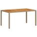 Table de jardin beige 150x90x75 cm résine tressée bois d'acacia - Photo n°1