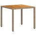 Table de jardin beige 90x90x75 cm résine tressée et bois acacia - Photo n°1