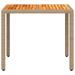 Table de jardin beige 90x90x75 cm résine tressée et bois acacia - Photo n°5