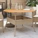 Table de jardin et dessus en bois d'acacia beige résine tressée - Photo n°1