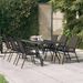 Table de jardin Gris et noir 180x80x70 cm Acier et verre - Photo n°1