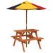 Table de pique-nique pour 4 enfants avec parasol bois de sapin - Photo n°2