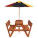 Table de pique-nique pour 4 enfants avec parasol bois de sapin - Photo n°4