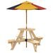 Table de pique-nique pour 4 enfants avec parasol rond sapin - Photo n°5