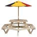 Table de pique-nique pour 6 enfants avec parasol hexagone sapin - Photo n°2