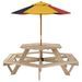 Table de pique-nique pour 6 enfants avec parasol hexagone sapin - Photo n°5